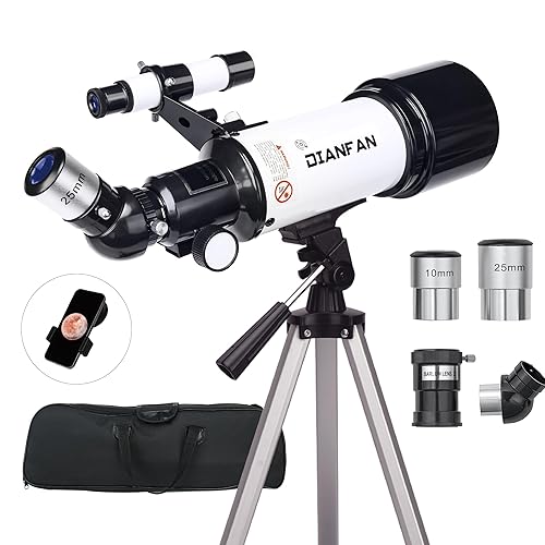 Teleskop Astronomie,Teleskope für Erwachsene, 70mm Blende Refraktor Teleskop für Kinder und Einsteiger mit Telefon Adapter, AZ Montierung und Stativ zur Beobachtung von Planeten und Mond