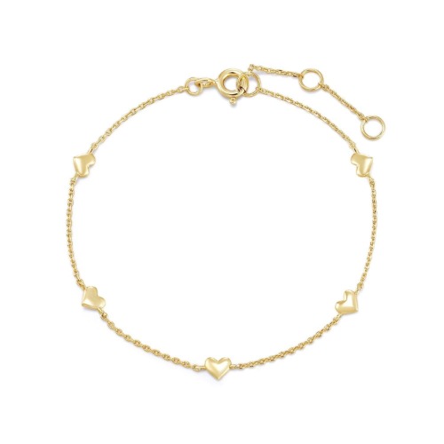 MULTI MICRO HEART BRACELET - 14K Gold Plated Sterling Silver