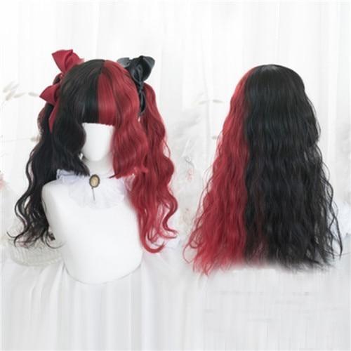 Black & Red Wig - Long Curly Wig
