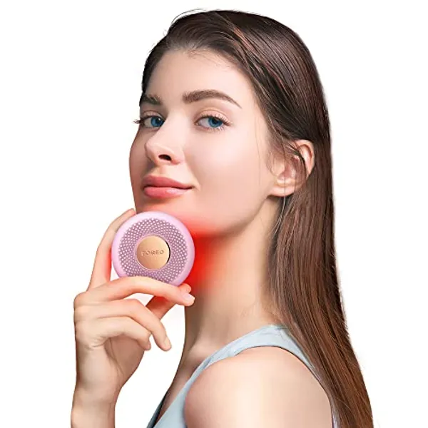 FOREO UFO mini 2, trattamento maschera LED viso, trattamento viso con LED rosso, skincare coreana, termoterapia, massaggiatore viso, miglior assorbimento dei prodotti di skincare, Pearl Pink