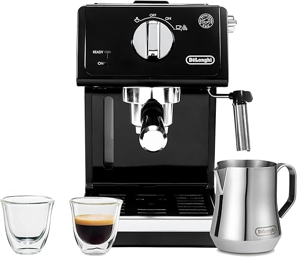 De'Longhi ECP3120 15 Bar Espresso Machine with Espresso Glasses and Stainless Steel Milk Frothing Pitcher