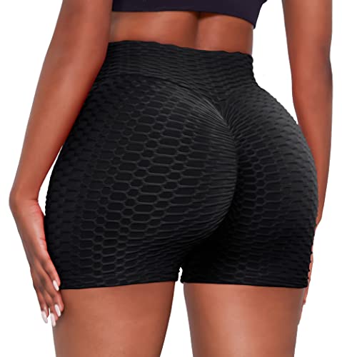 Msicyness Tiktok Shorts 5”/8” Seamless Biker Shorts Women's High Waisted Workout Shorts Butt Lift Scrunch Booty Shorts - 5″ Textured Black - Small