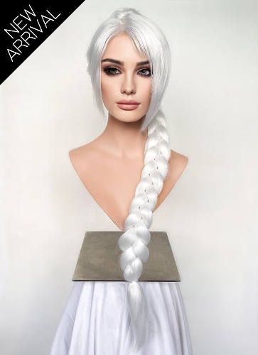 Baldur's Gate 3 Shadowheart White Yaki Straight Lace Front Synthetic Wig With Ponytial Extension LF6048 | White