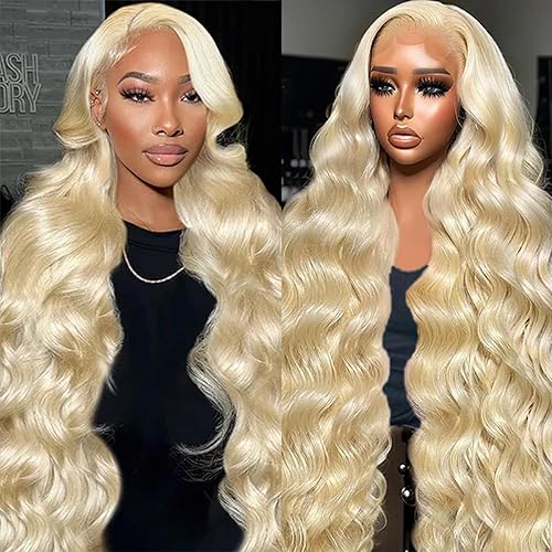 613 13x6 Lace Front Wig Human Hair 200 Density 34 Inch Blonde Wig Human Hair 613 HD Lace Frontal Wigs Human Hair 13x6 Body Wave Blonde Lace Front Wigs Human Hair Pre Plucked with Baby Hair for Women - 34 Inch - 613 13x6 Body Wave Wig