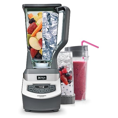 Ninja BL660 Professional Compact Smoothie & Food Processing Blender, 1100-Watts, 3 Functions -for Frozen Drinks, Smoothies, Sauces, & More, 72-oz.* Pitcher, (2) 16-oz. To-Go Cups & Spout Lids, Gray - Gray - Blender + Pitcher + (2) 16-oz. Cups - Generation 1 (with 2 cups)