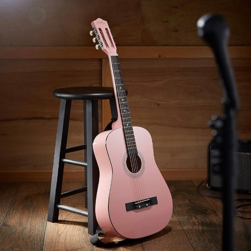 Ashthorpe 38-inch Beginner Acoustic Guitar Package (Pink), Basic Starter Kit w/Gig Bag, Strings, Strap, Tuner, Picks - 38 Inch - Pink
