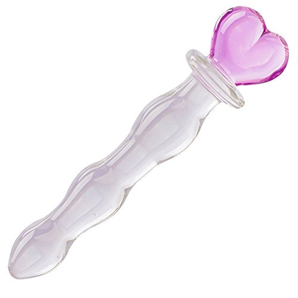 Crystal Glass Wand Dildo Penis - AKStore - Heart of Glass, Pink