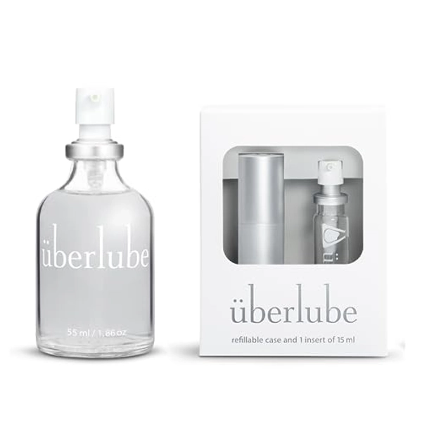 Uberlube Home and Travel Bundle - Silver Travel Lube Kit + 55ml Bottle Silicone Lube, Unscented, Flavorless, Works Underwater - 55ml + Silver Kit