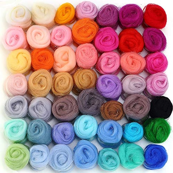 MOMODA BAODLON 50 Colors Fibre Wool Yarn Roving for Needle Felting Hand Spinning DIY Craft Materials
