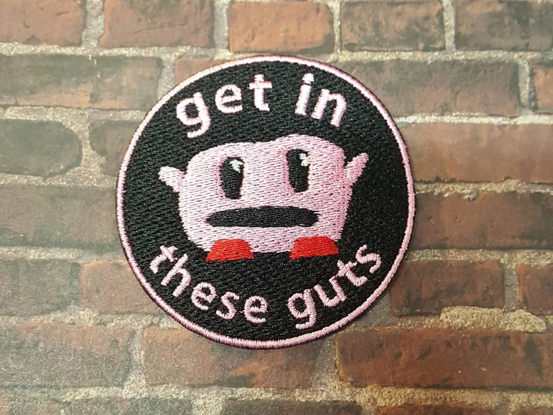 Cursed Korbo Get In These Guts Fully Embroidered Patch, Video Game Meme Emblem, Silly Gamer Symbol, Perfect for Battle Vests or Jackets