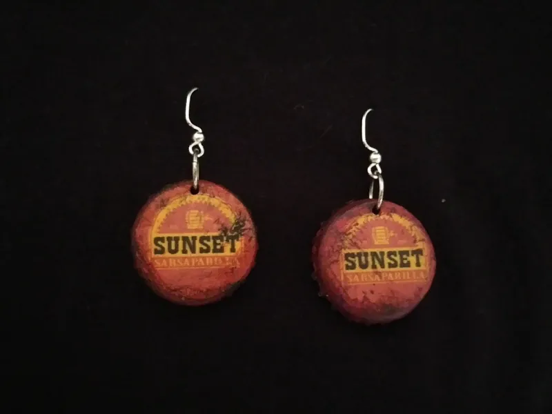 Weathered FALLOUT Sunset Sarsparilla bottlecap earrings