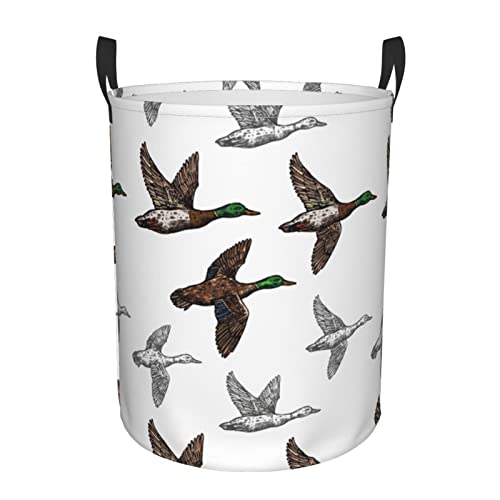 Duck Mallard Wild Bird Round Laundry Basket Dirty Clothes Hamper Waterproof Laundry Hamper Toy Cloth Storage Basket For Room Decor - Duck Mallard Wild Bird - Medium