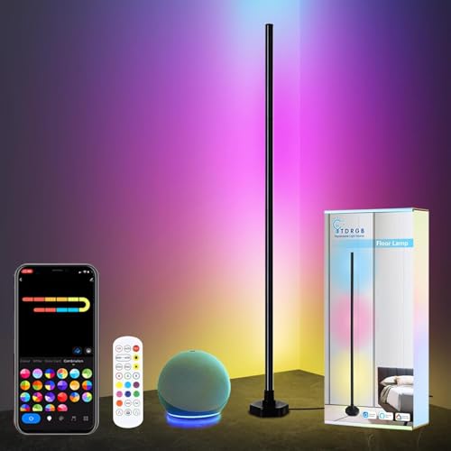 YTDRGB Led Floor Lamp, Corner Lamp Compatible with Alexa, Corner Floor Lamp with Music Sync, RGB Floor Lamp with 16 Million DIY Colors for Bedroom - RGBW-Compatible with Alexa
