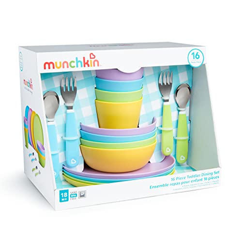 Munchkin® 16pc Baby and Toddler Feeding Supplies Set - Includes Plates, Bowls, Cups and Utensils - 16pk Set