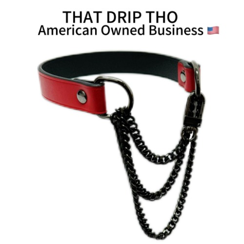 Luxe Chain (Fashion Layered Chain Leather Choker Necklace) (Premium Christmas Red Color) | Red / M (11.8-14.9inches)