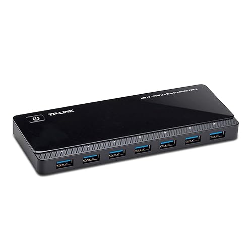 TP-Link Powered USB Hub 3.0 with 7 USB 3.0 Data Ports and 2 Smart Charging USB Ports. Compatible with Windows, Mac, Chrome & Linux OS, with Power On/Off Button, 12V/4A Power Adapter(UH720) - 7 Port + 2 Charging Port