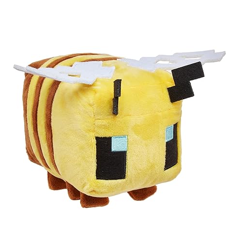 Mattel Minecraft Basic 8-inch Plush Bee Stuffed Animal Figure, Soft Doll Inspired by Video Game Character - 8-inch - Bee