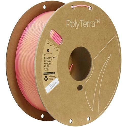 Polymaker Matte PLA Filament 1.75mm Spring, Pink Multicolor Gradient 1.75 PLA 3D Printer Filament 1kg - PolyTerra 1.75 PLA Filament Matte Gradient Spring 3D Printing Filament - 002-1kg Spring (Gradient Pink - Peach) (Hex Code: #De7089+#f7bea5)