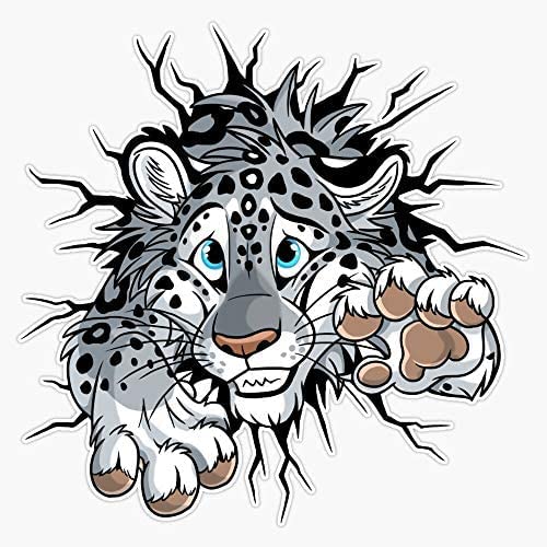 PWUSY Stuck Snow Leopard (lichte achtergrond) Sticker Decal Car Decal Bumper Sticker Decal waterdicht 5"