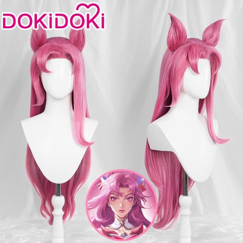 DokiDoki Game League of Legends Cosplay Star Guardian Kaisa Pink Long Ponytail Cute