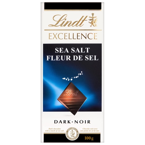 Lindt EXCELLENCE Sea Salt Dark Chocolate Bar, 100 Grams - Chocolate Bar