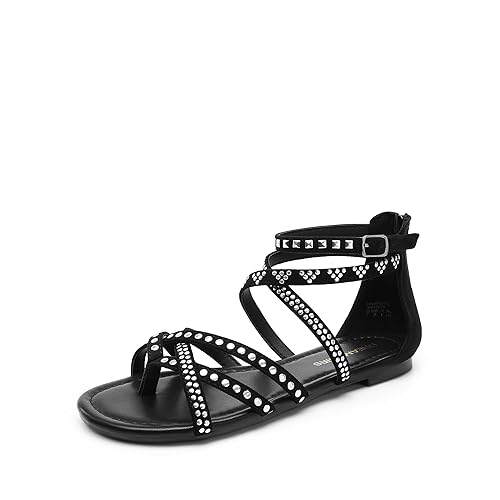 Dressy Gladiator Summer Cross Strappy Sandals - Black-suede