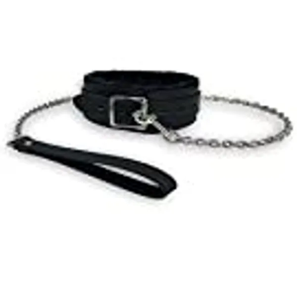 Gothic Plush Leather Collars Choker with Chain Detachable Leash Rope Small Pet Collar Black