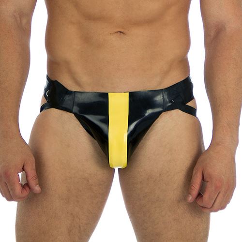 Heavy Duty Rubber Jock Strap | L / Black/Yellow