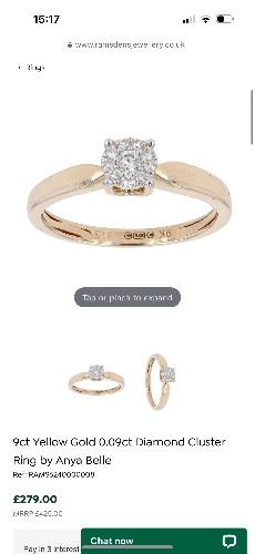 9ct Yellow Gold 0.09ct Diamond Cluster Ring by Anya Belle