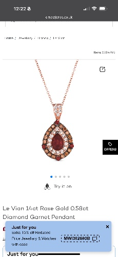 Le Vian 14ct Rose Gold 0.58ct Diamond Garnet Pendant