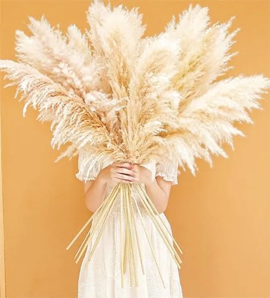46" inch 10 Stems Pampas Grass Decor Tall, Natural Pompas Grass, Tall Pampas Grass for Weddingm, Farmhouse, Boho Home Decor