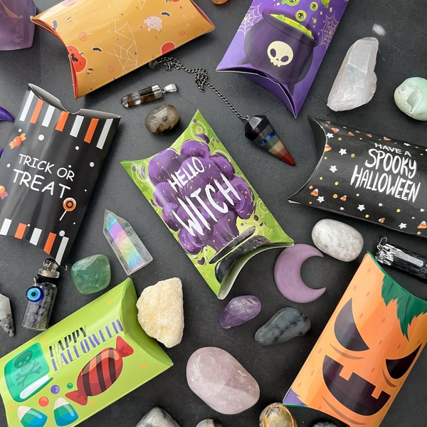 Halloween Crystal Confetti, Trick or Treat Crystal Boxes, Samhain Crystals, Halloween Boxes Filled w/ Healing Crystals & Stones, Mystery Box