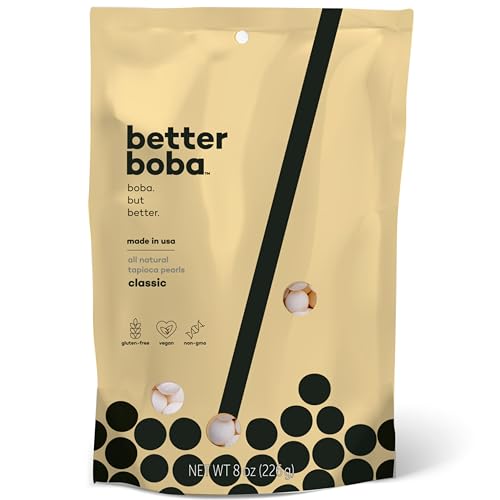 Better Boba All-Natural Classic Boba Pearls with NO Artificial Ingredients, NO Preservatives, Non-GMO, Gluten-Free, Vegan, Easy to Make, Made in the USA - Classic - 8 Ounce (Pack of 1)