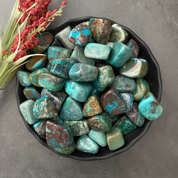 Chrysocolla Crystal | Chrysocolla Stone from Peru | Polished Chrysocolla Tumbled Stones | Reiki Healing Crystals | Throat and Heart Chakras
