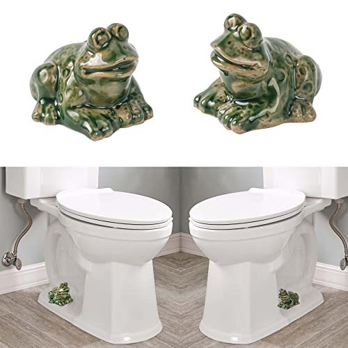 Toilet Bolt Caps, Decorative Toilet Bolt Covers, Ceramic Cute Frog Covers Toilet Bolts Bathroom Decor Easy installation Set of 2(Green frog) - Green frog