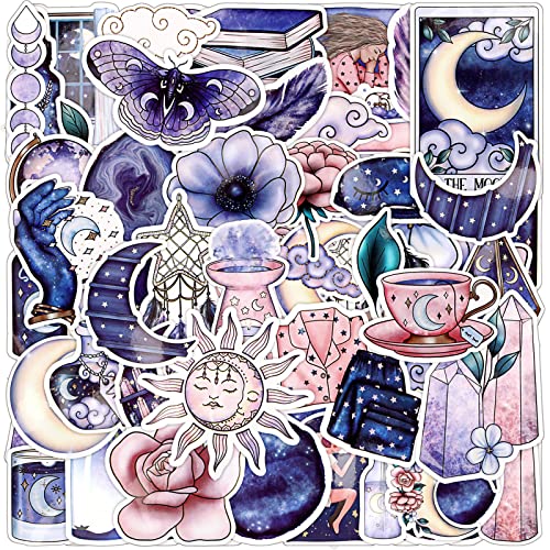100 Pcs Witch Stickers Midnight Moon Stickers Apothecary Aesthetic Waterproof Stickers Vinyl Sticker Gifts for Adults Boys Girls Water Bottles Laptop Phone Scrapbooks Guitars Luggage