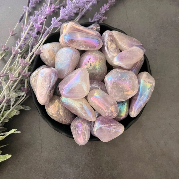 Angel Aura Amethyst Crystal | Opal Aura Amethyst Tumble | Polished Aura Amethyst Tumbled Stones | Healing Crystals & Stones | High Vibration