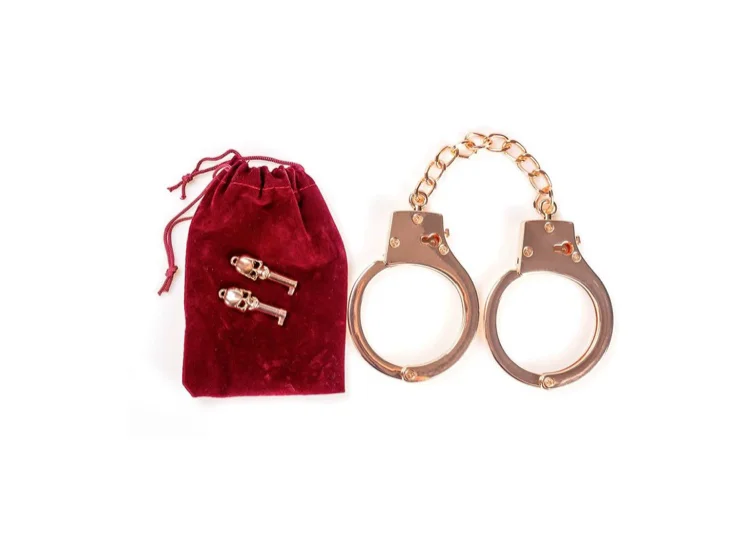 HISET Metal Handcuffs with Two Skull Keys - Prop Toy Handcuffs (Silver)