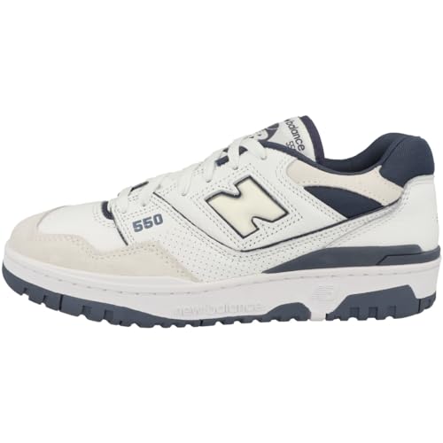 New Balance 550 Sneaker, White/Vintage Indigo, 8.5 US Women/7 US Men