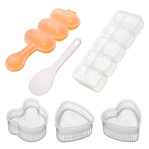 6 Pieces Sushi Mold Kit, Maehsab 4 Pcs Sushi Maker Set + 1 Pcs Rice Ball Shake Mold + 1 Rice Padder for DIY Sushi Making Tools, Lovely Shaped Sushi Mold Accessories for Kids Bento Box Lunch