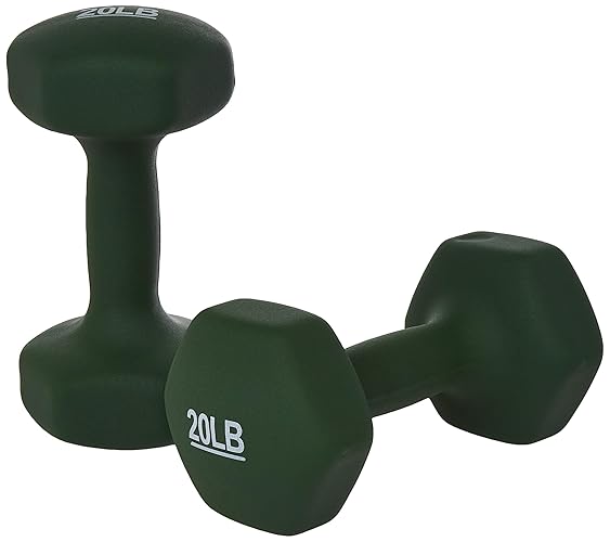 Amazon Basics Neoprene Dumbbell Hand Weights - 20 Pound, Pair
