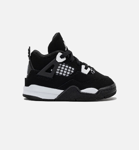 Air Jordan 4 Retro White Thunder Infant Toddler Lifestyle Shoe - Black/White/Black | 8C