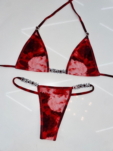 Demon rhinestone charm bikini | Small/medium