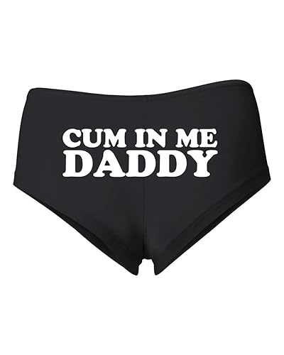Wild Bobby Cum in Me Daddy Sexy Naughty Slutty Women's Cotton Spandex Booty Shorts - Large - Black-cum