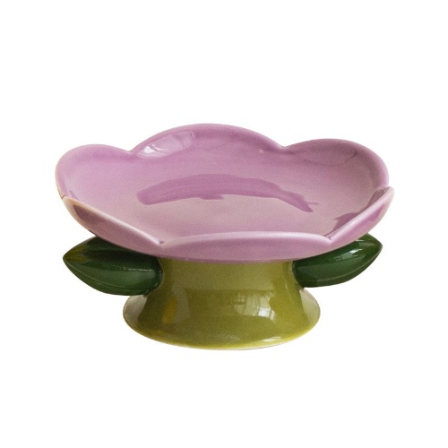Flower Shape Cat Bowl | Purple Plate