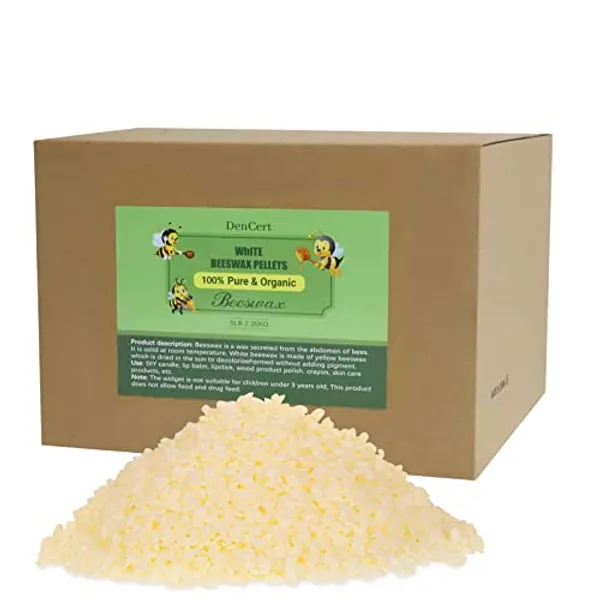 Beeswax Pellets 5LB Cosmetic Beeswax Triple Filtered Beeswax Pastilles for Candle Making Great for DIY Projects Creams Lotions Lip Balm and Soap Making Supplies(5LB)