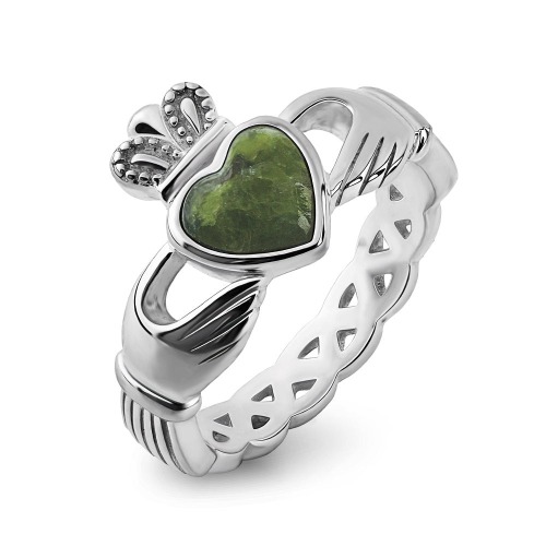 Claddagh Ring S-S2887 Ladies Sterling Silver with Connemara Marble | 10