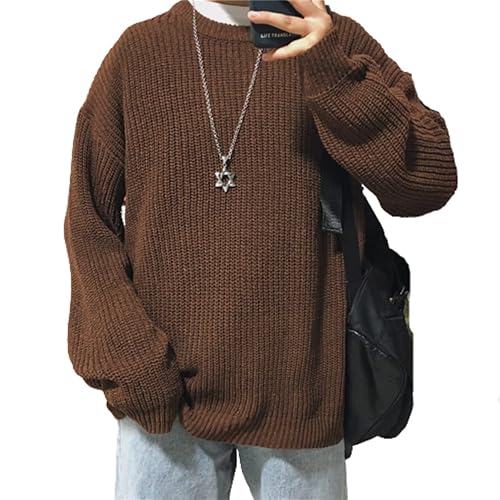 Crochet Sweater Grunge Sweater Grandpa Sweater Vintage Sweater Pullover Oversized Sweater for Women - Brown - XX-Large