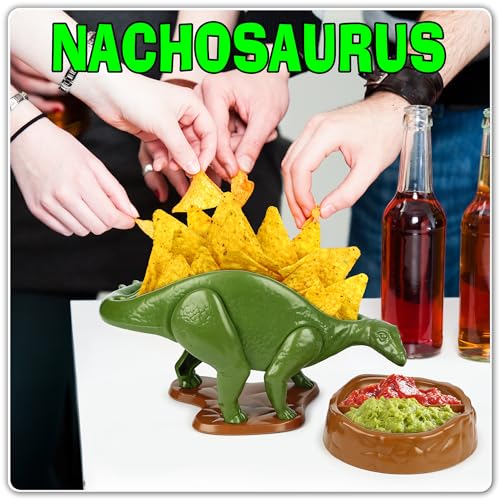 Funwares Original Nachosaurus Snack and Dip Set, Dinosaur Nacho Holder - Nachosaurus