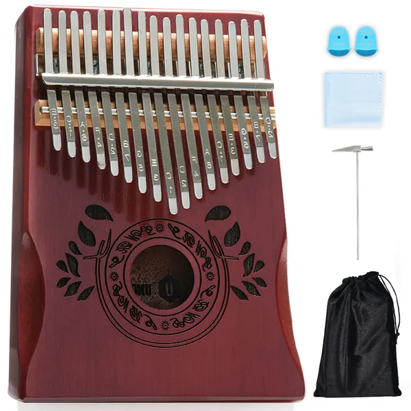 UNOKKI Mahogany Kalimba (Cherry, Glossy Finish) – Thumb Piano with Hand Rest & 17 Keys – Personal Musical Instrument for Kids & Adults, Beginners to Professionals – Includes Tuning Hammer & More - Cherry